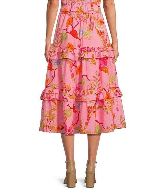 J.Marie Coordinating Playa Tropical Print Midi Tiered Skirt Product Image
