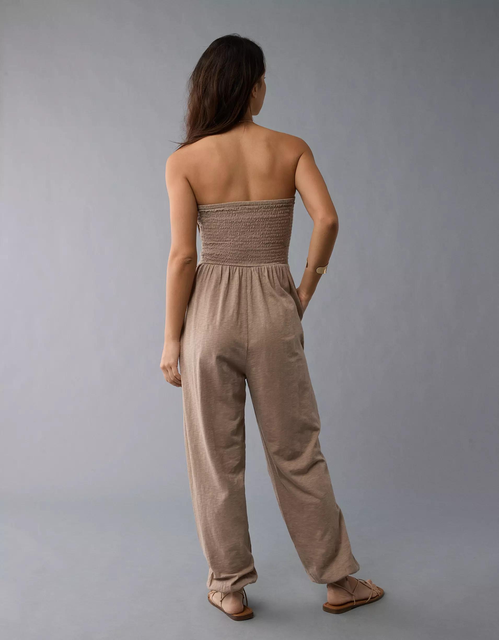 AE Sunchaser Knit Smocked Tube Jumpsuit Product Image