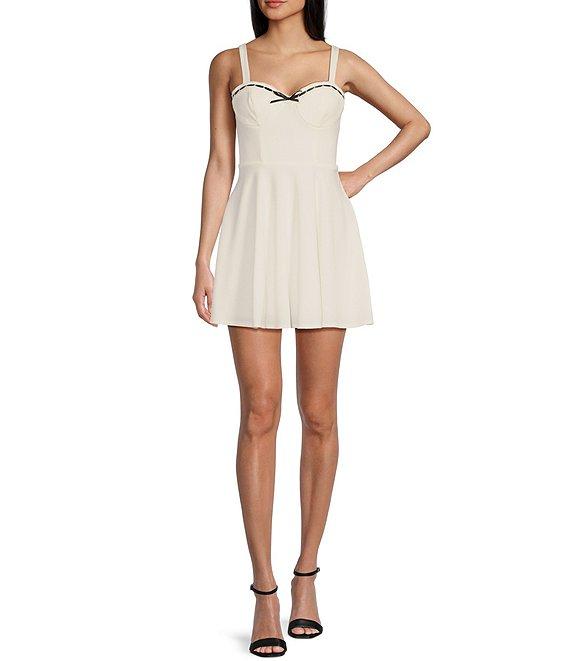 City Vibe Sweetheart Neck Trim Bustier Bodice Skater Dress Product Image