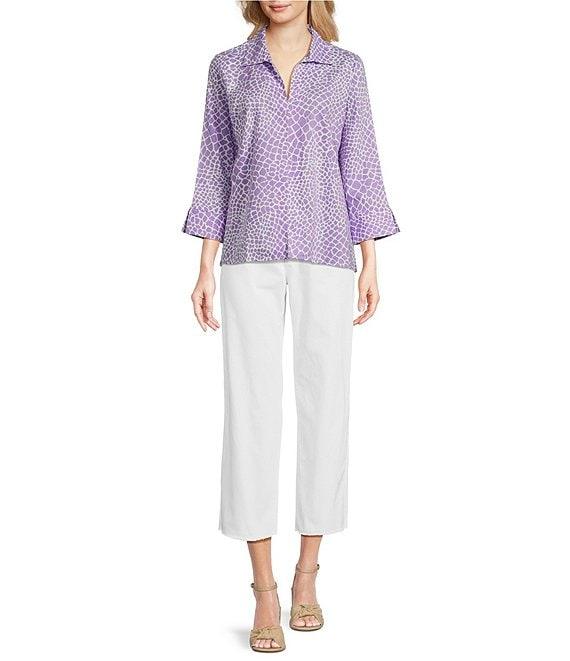 Foxcroft Agnes Linen Blend V-Neck 3/4 Sleeve Tunic Product Image