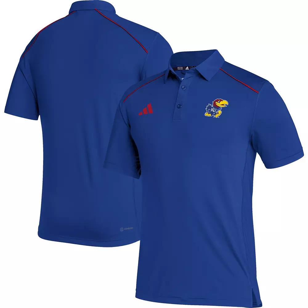 Men's adidas Royal Kansas Jayhawks Coaches AEROREADY Polo, Size: 2XL, Blue Product Image