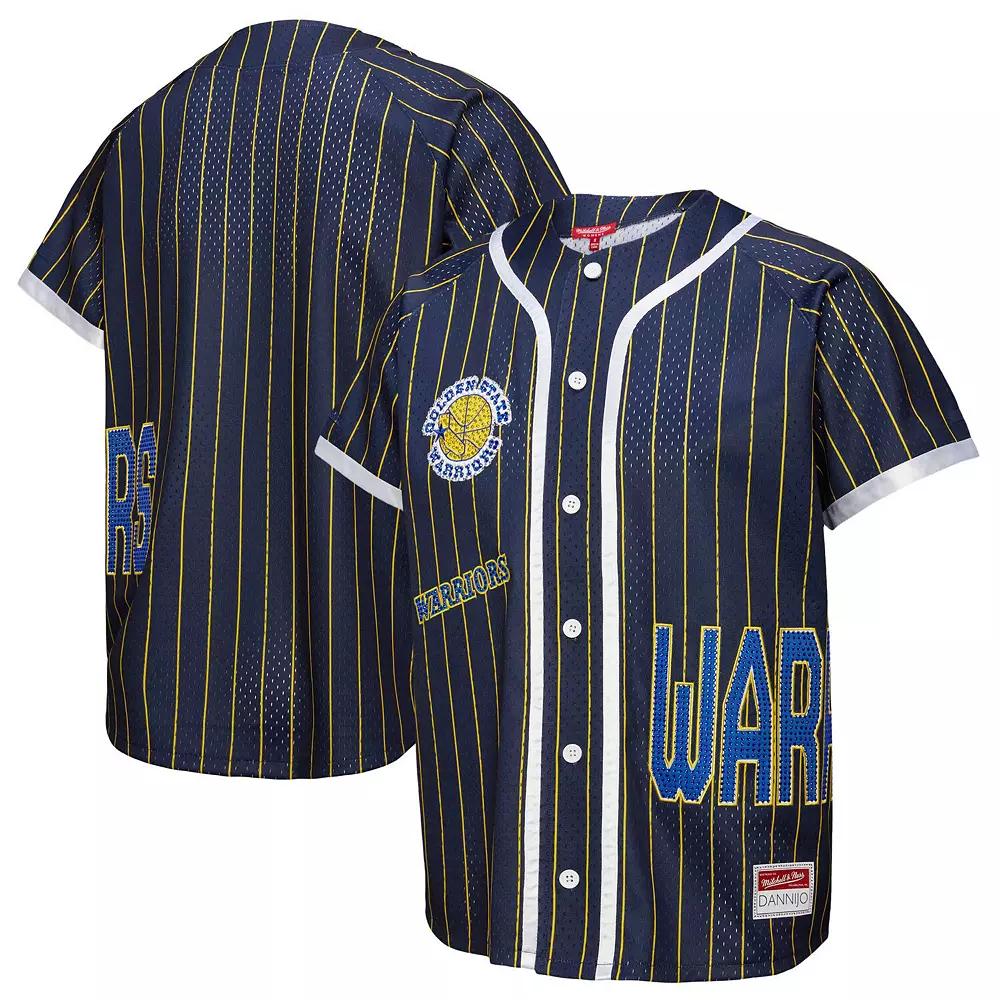 Women's Mitchell & Ness x DANNIJO  Blue Golden State Warriors Fashion Baseball Jersey, Size: Medium Product Image