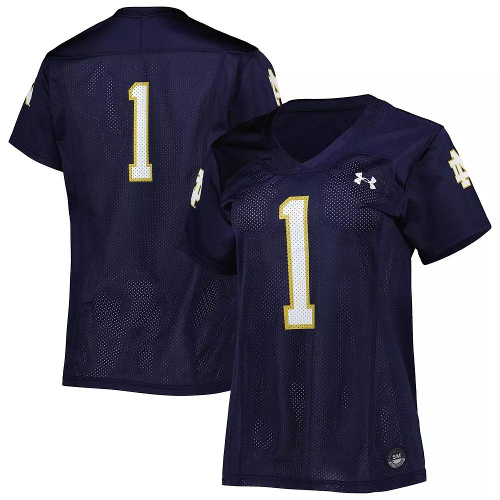 Women's Under Armour #1 Navy Notre Dame Fighting Irish Replica Football Jersey, Size: Small, Blue Product Image