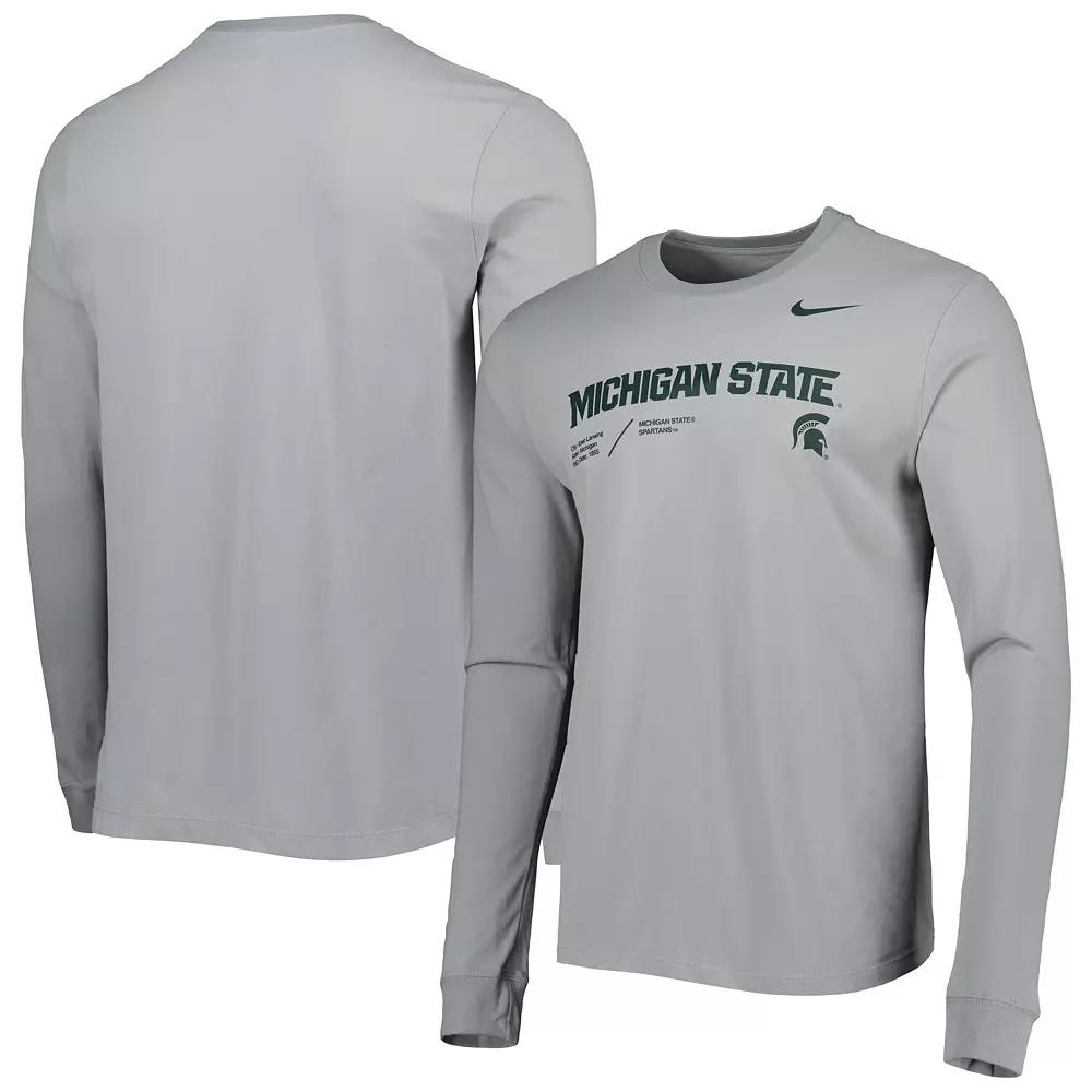 Men's Nike Gray Michigan State Spartans Team Practice Performance Long Sleeve T-Shirt, Size: 2XL, Grey Product Image