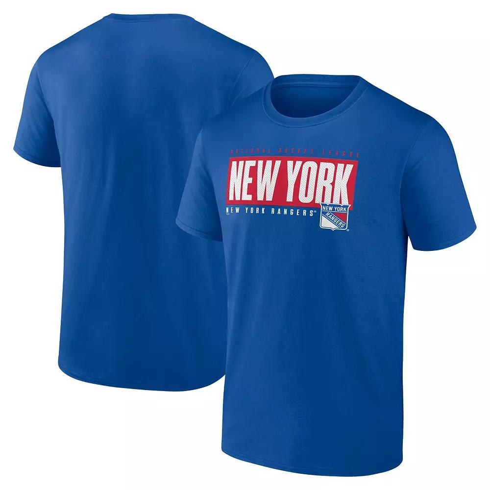 Men's Fanatics Blue New York Rangers Blocked Out T-Shirt,  Product Image