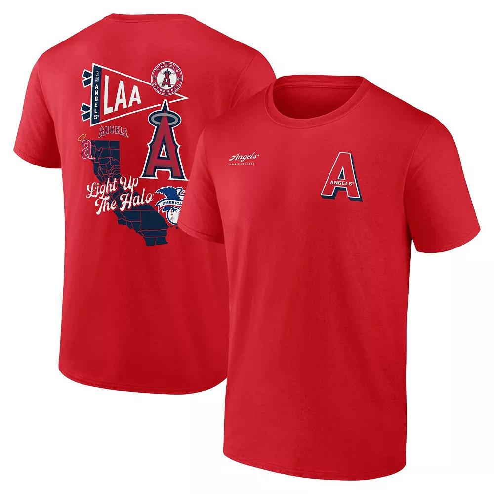 Men's Fanatics Branded Red Los Angeles Angels Split Zone T-Shirt,  Product Image