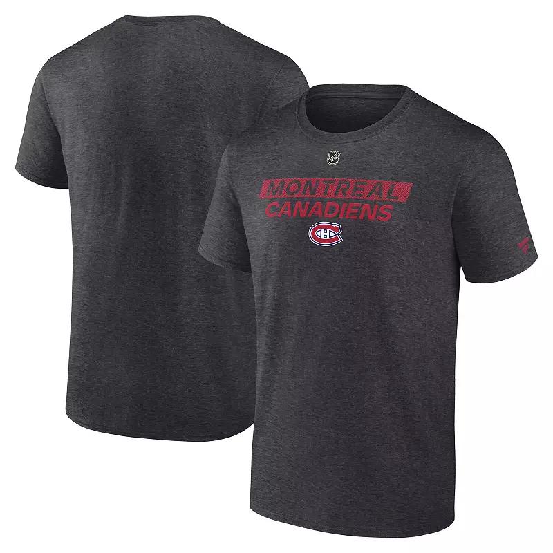Men's Fanatics Heather Charcoal Montreal Canadiens Authentic Pro Core Primary T-Shirt,  Product Image