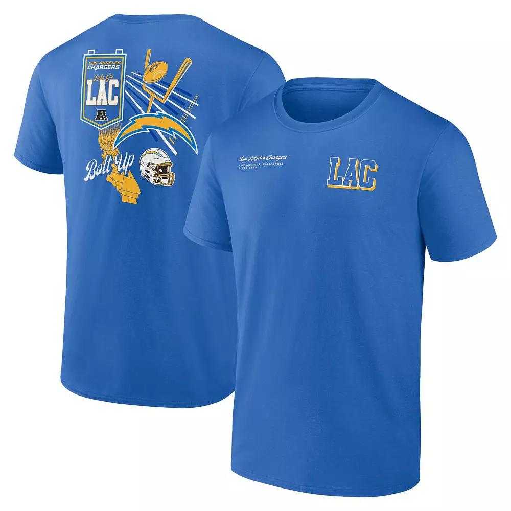 Men's Fanatics Powder Blue Los Angeles Chargers Split Zone T-Shirt,  Product Image