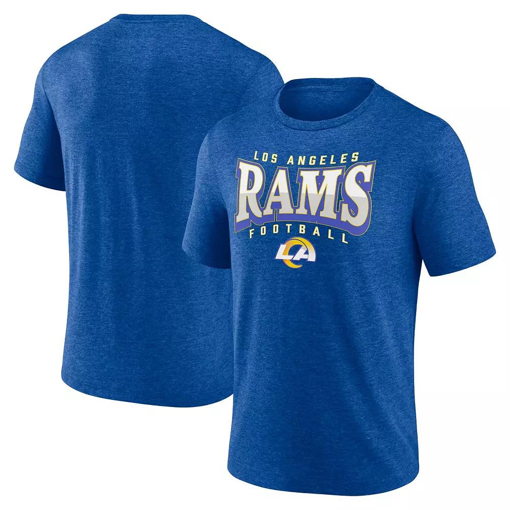 Men's Fanatics Heather Royal Los Angeles Rams Divided Warp Tri-Blend T-Shirt, Size: Medium, Blue Product Image