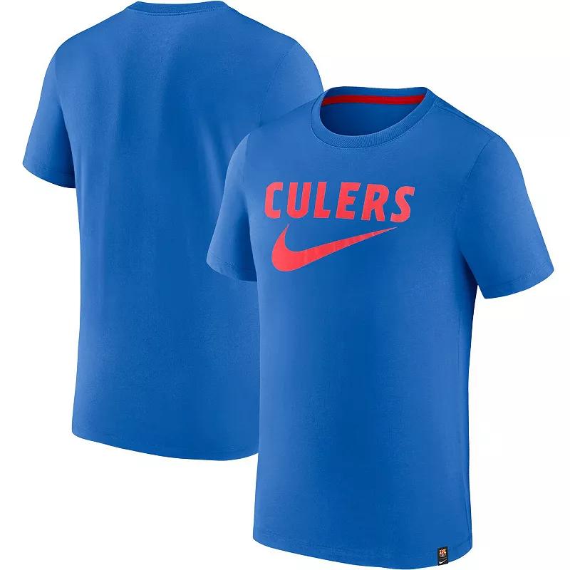 Men's Nike Blue Barcelona Swoosh T-Shirt, Size: Medium, Bar Blue Product Image