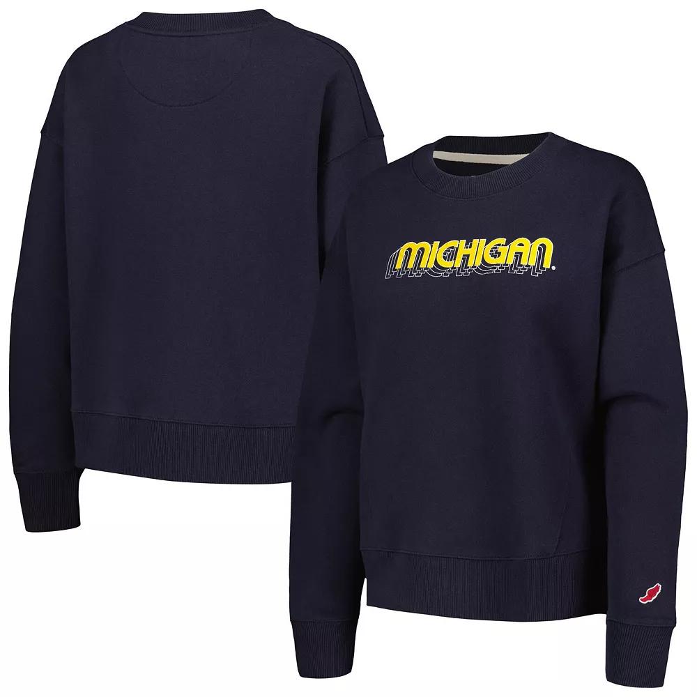 Women's League Collegiate Wear Navy Michigan Wolverines Boxy Pullover Sweatshirt,  Product Image