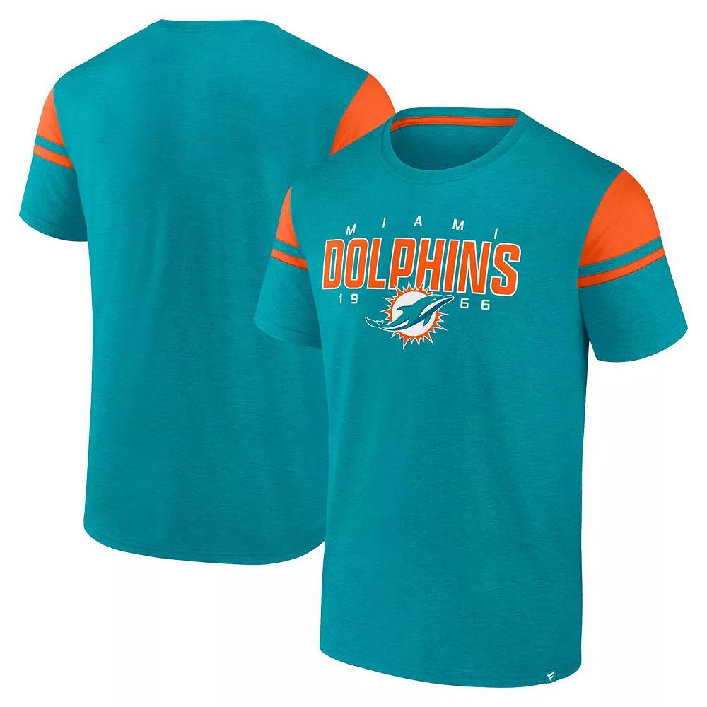 Men's Fanatics Aqua Miami Dolphins Old School Play Slub T-Shirt, Size: Large, Turquoise A Product Image
