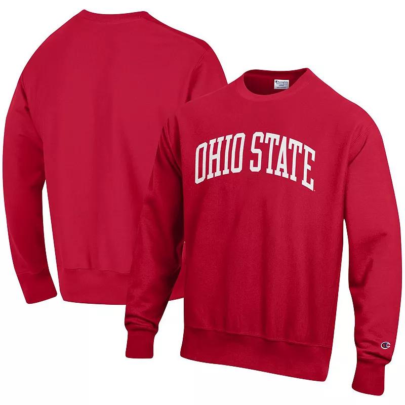 Men's Champion Scarlet Ohio State Buckeyes Arch Reverse Weave Pullover Sweatshirt, Size: Small, Red Product Image