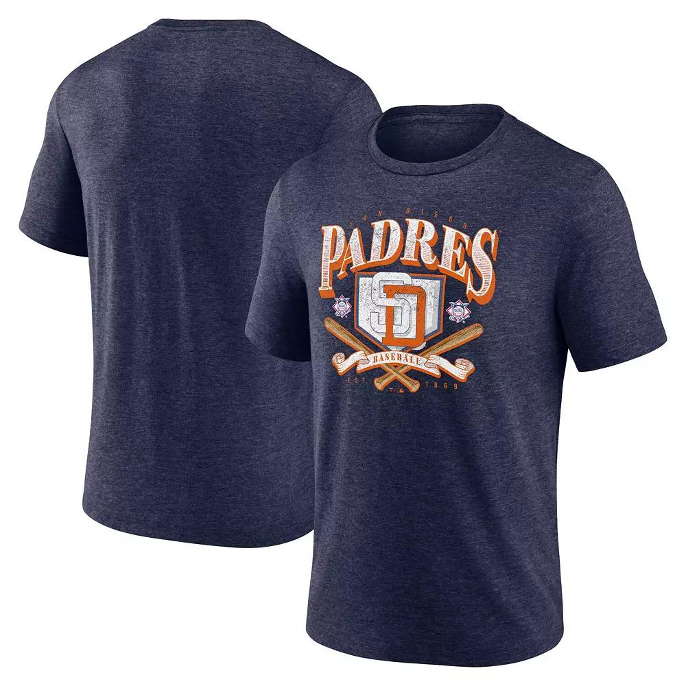 Men's Fanatics Branded Heather Navy San Diego Padres Home Team Tri-Blend T-Shirt,  Product Image