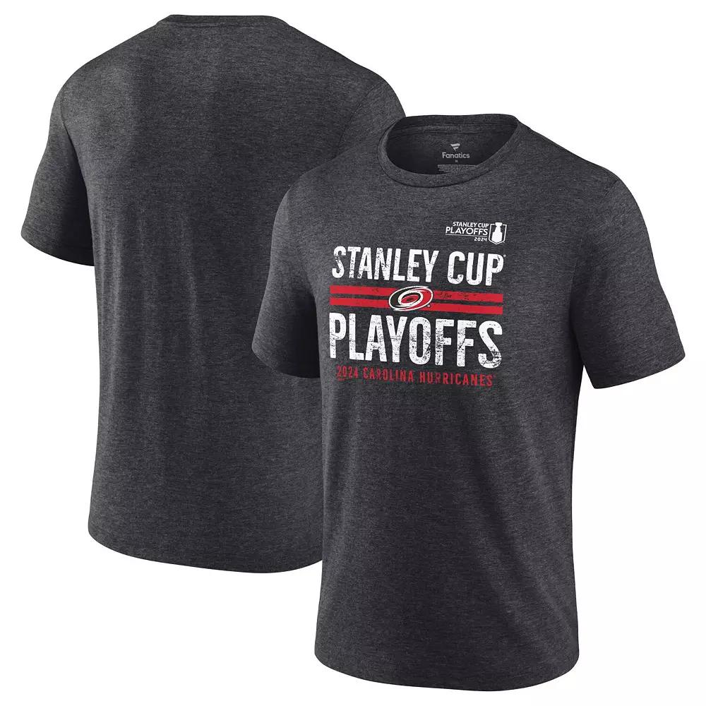 Men's Fanatics Branded  Heather Charcoal Los Angeles Kings 2024 Stanley Cup Playoffs Crossbar Tri-Blend T-Shirt, Size: Large, Kgs Charco Product Image