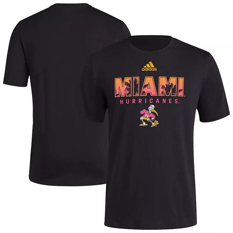 Men's adidas Black Miami Hurricanes Hero Fan Fresh T-Shirt, Size: 2XL Product Image