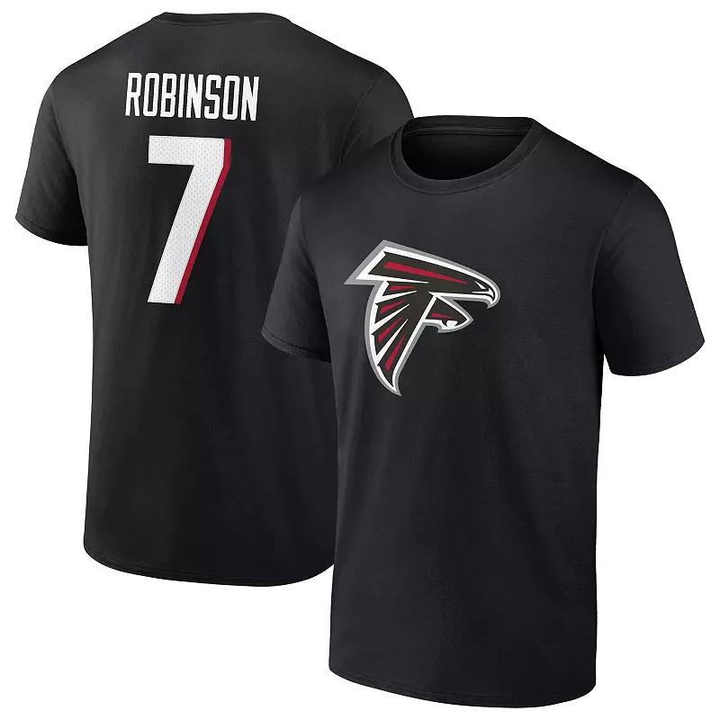 Men's Fanatics Branded Bijan Robinson Black Atlanta Falcons Icon Name & Number T-Shirt, Size: 3XL Product Image