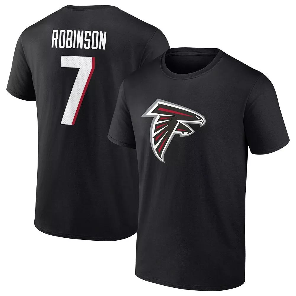 Men's Fanatics Branded Bijan Robinson Black Atlanta Falcons Icon Name & Number T-Shirt, Size: 3XL Product Image