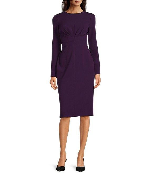 Maggy London Stretch Crew Neck Long Sleeve Dress Product Image