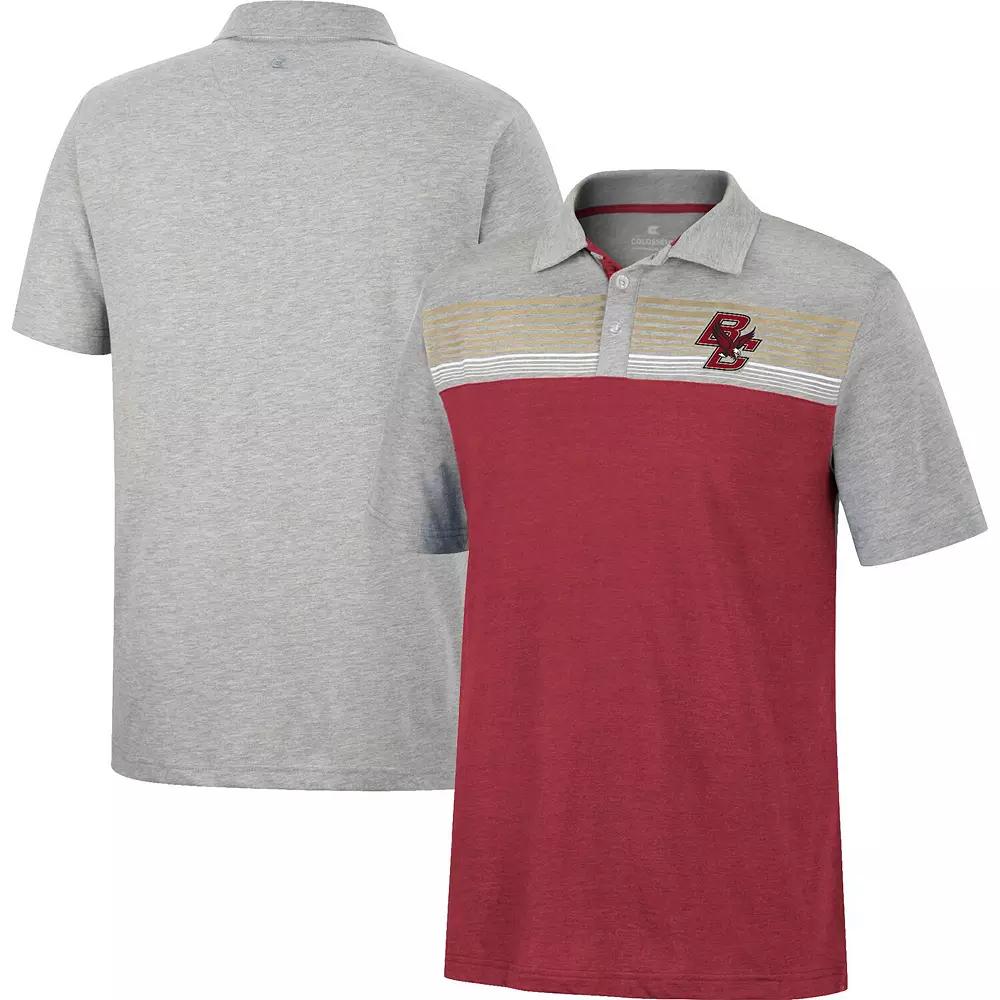 Men's Colosseum Maroon/Heathered Gray Boston College Eagles Caddie Polo, Size: Medium Product Image