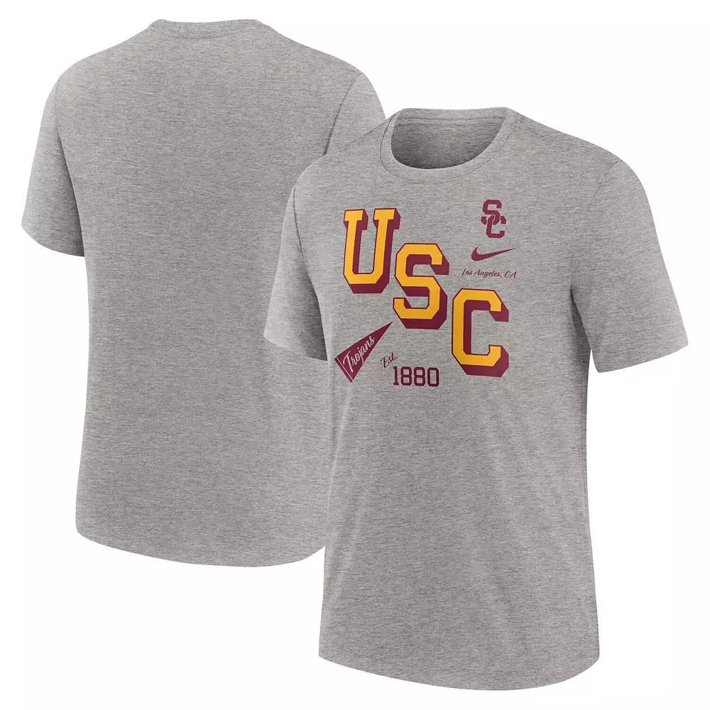 Men's Nike Heather Gray USC Trojans Blitz Roll Call Tri-Blend T-Shirt,  Product Image