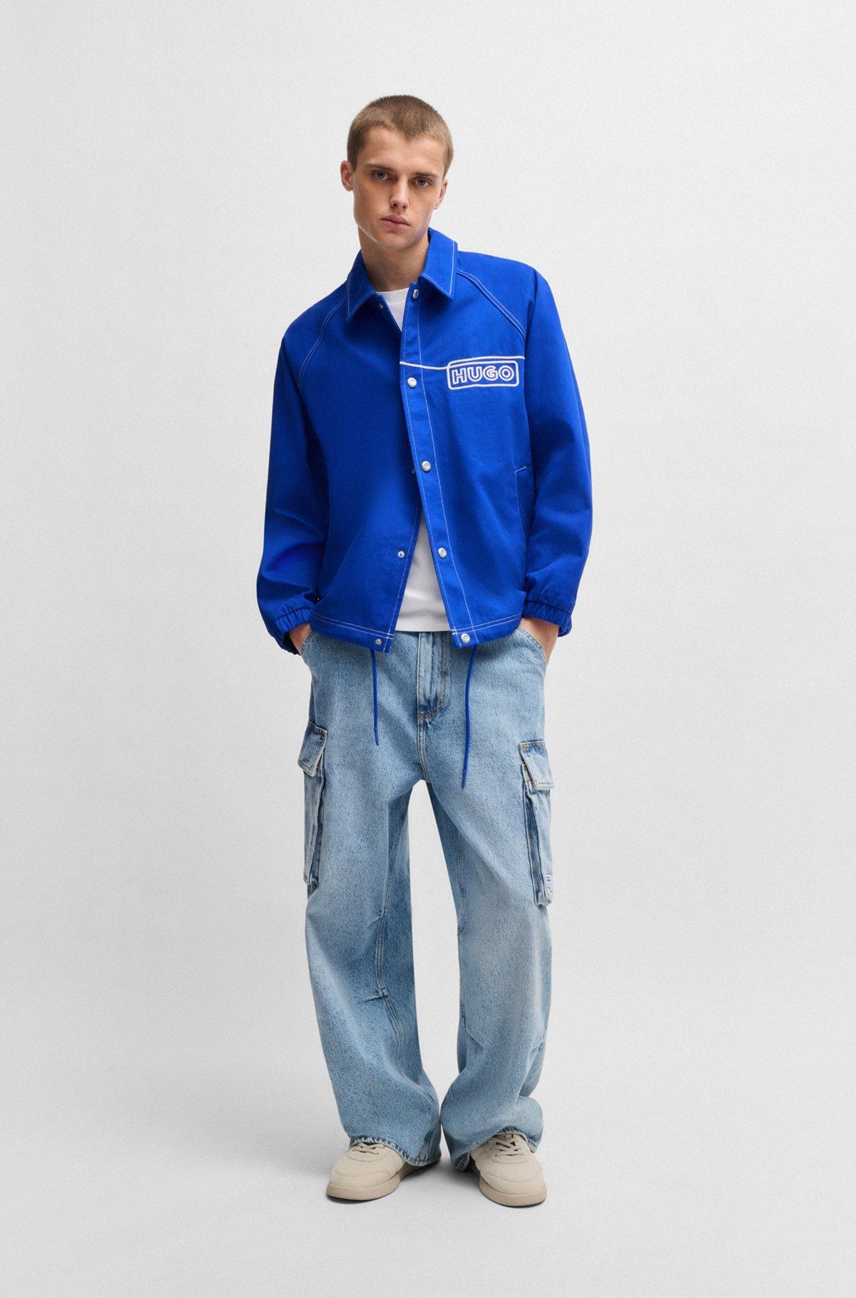 Cotton-twill jacket with chain-stitch logo Product Image