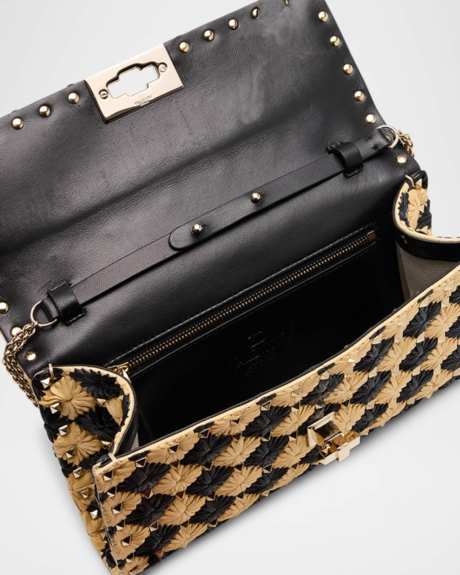 Rockstud Embroidered Raffia Shoulder Bag Product Image