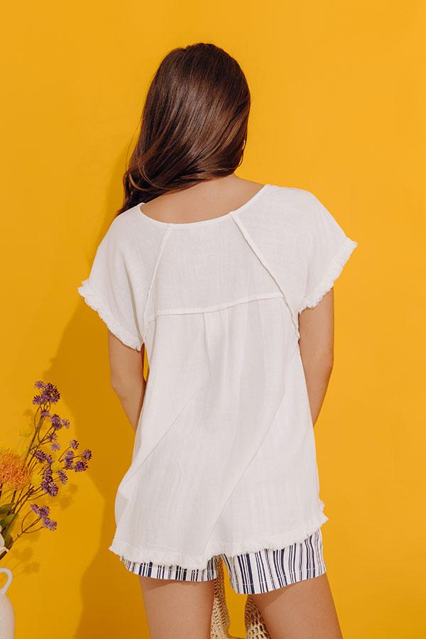 Open Book Frayed Shift Top In Ivory Product Image