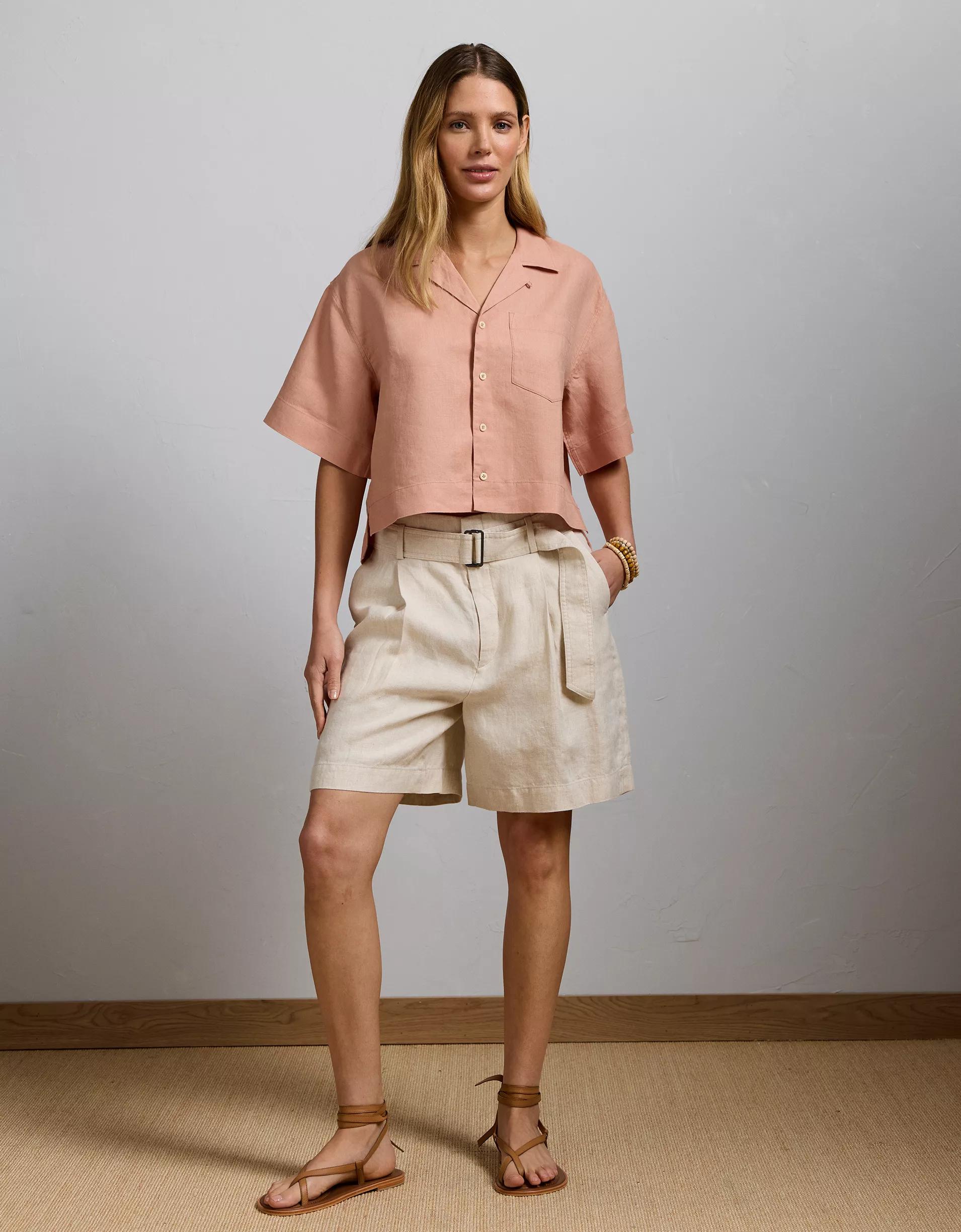 AE77 Premium Linen Camp Shirt Product Image