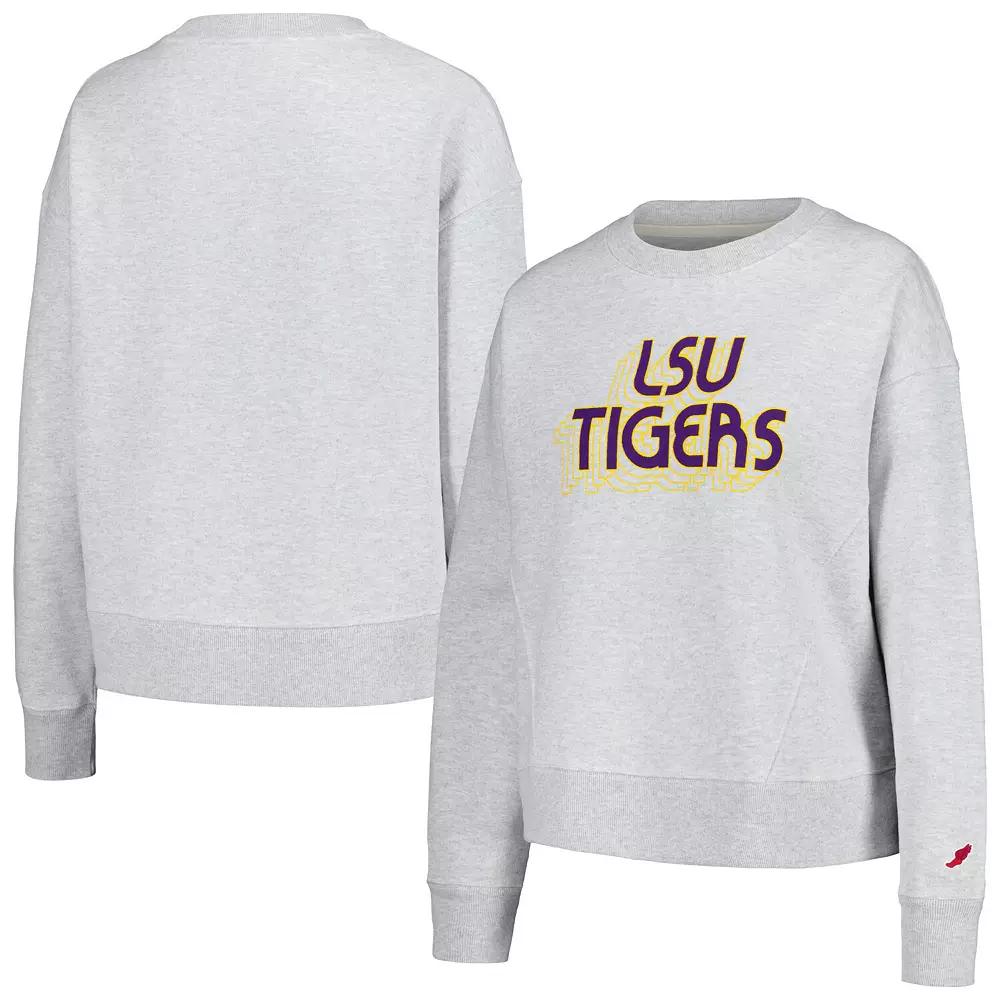 Women's League Collegiate Wear Ash LSU Tigers Boxy Pullover Sweatshirt,  Product Image