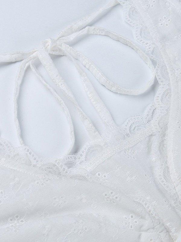 Lace Trim Backless Strappy Tie Corset Top Product Image