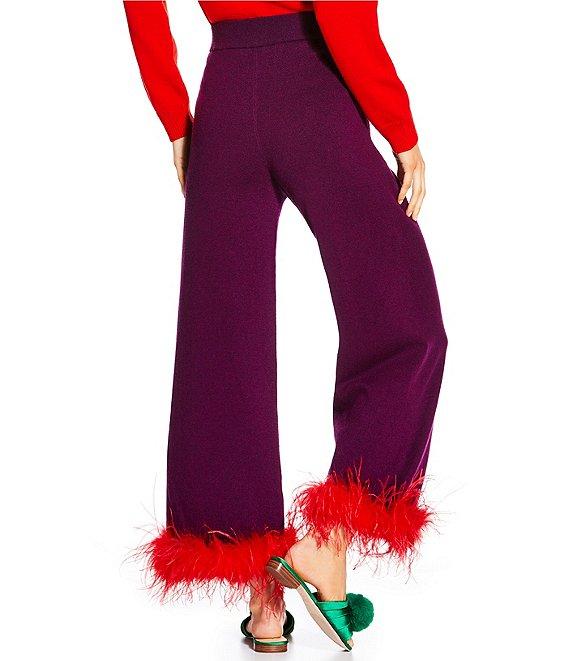 Antonio Melani x The Nat Note Chula Wool Blend Flat Front Feather Detail Coordinating Pants Product Image