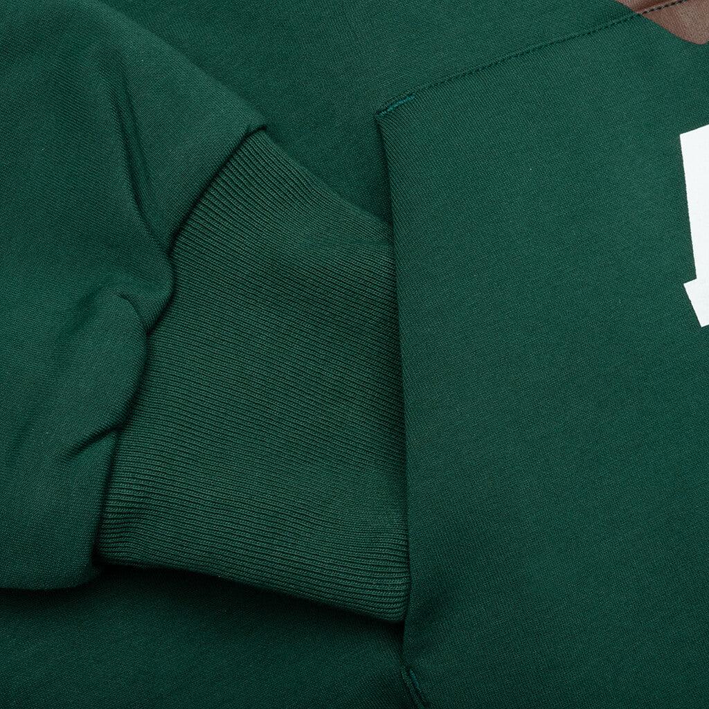 College Puffy Relaxed Fit Pullover Hoodie - Green Male Product Image