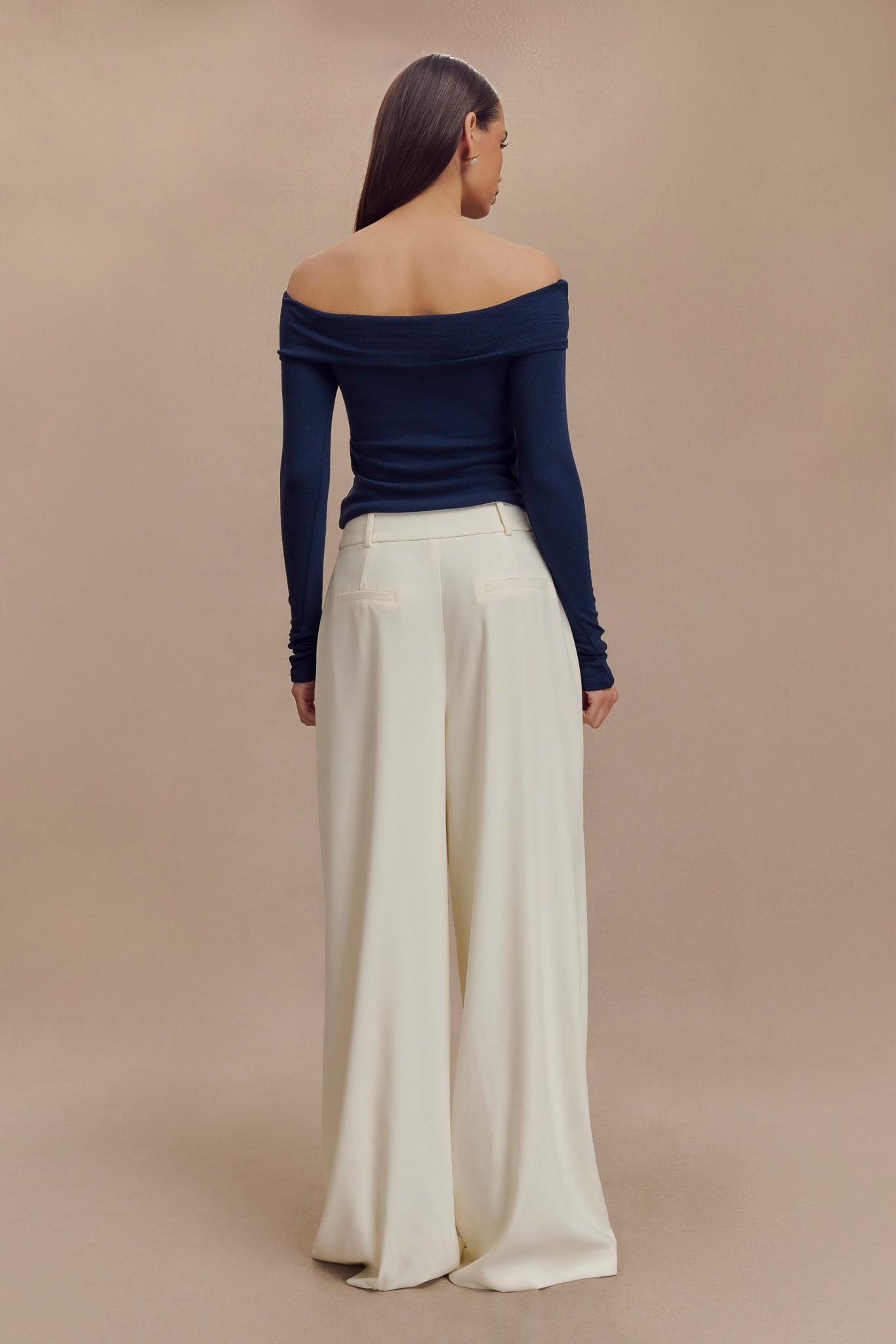 Briah Cut Out Modal Long Sleeve Top - Dark Navy Product Image