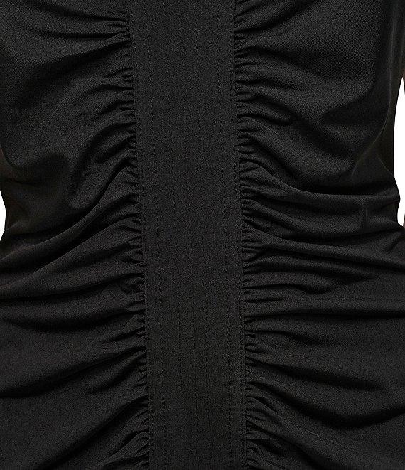 DKNY by Donna Karan Silky Jersey V Neck Sleeveless Ruched Sheath Dress Product Image