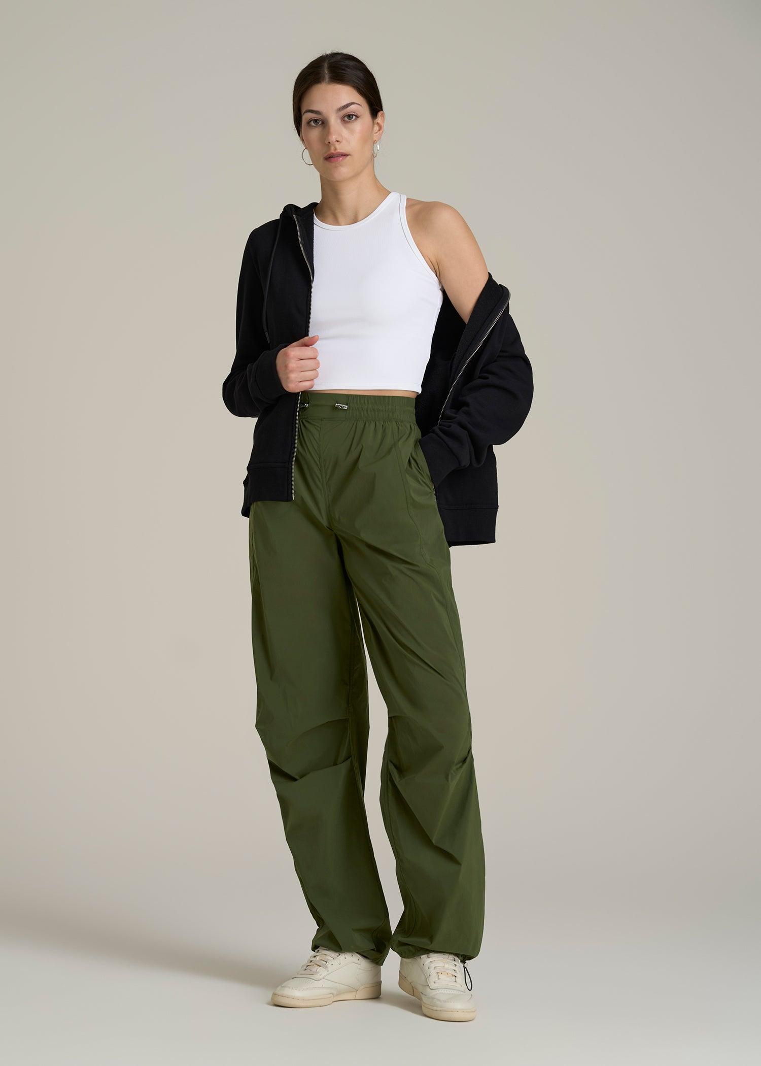 Parachute Jogger for Tall Women in Kale Green Female Product Image