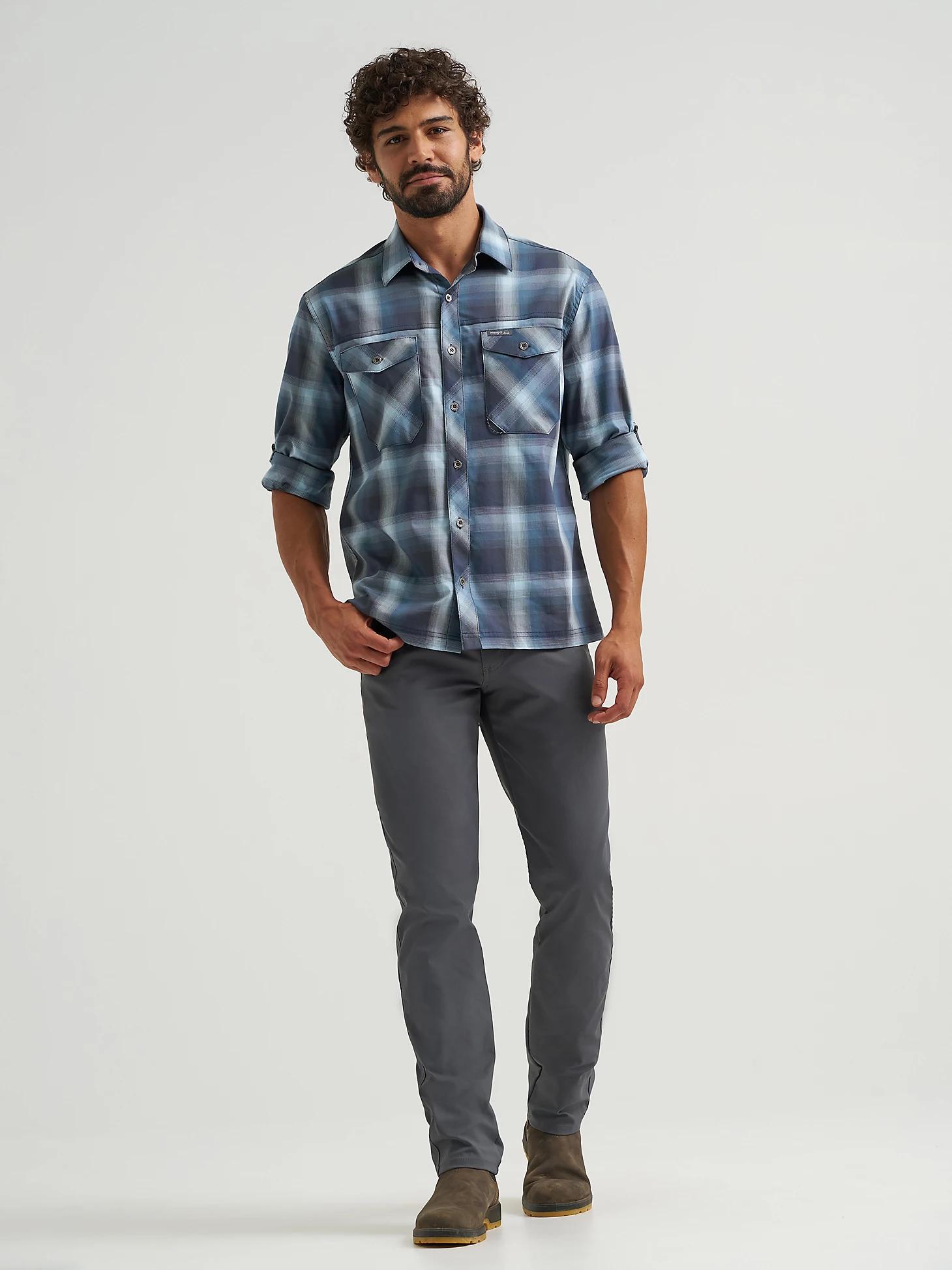 Men's Outdoor Stretch Plaid Shirt in Burst Navy Product Image