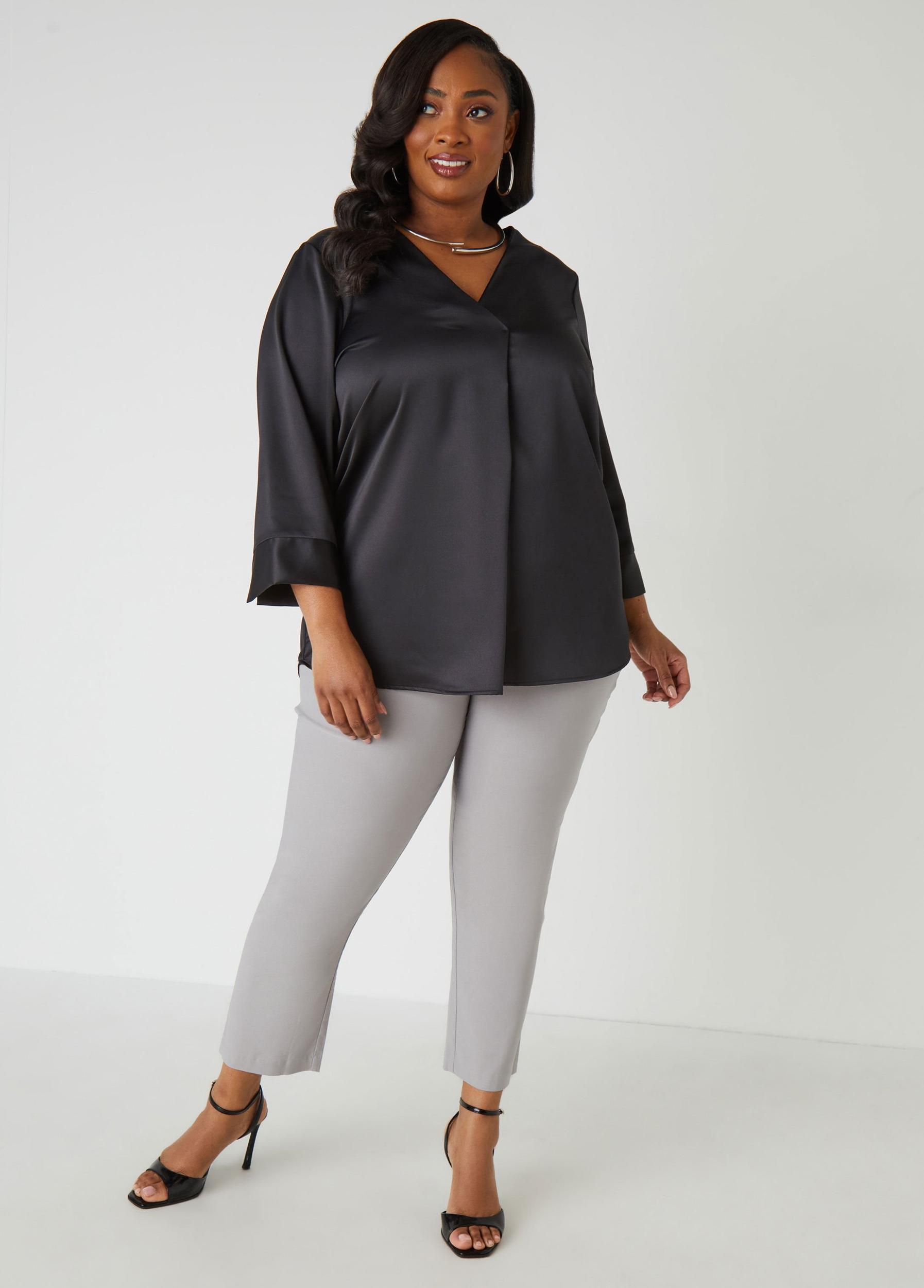Satin V Neck Blouse Product Image
