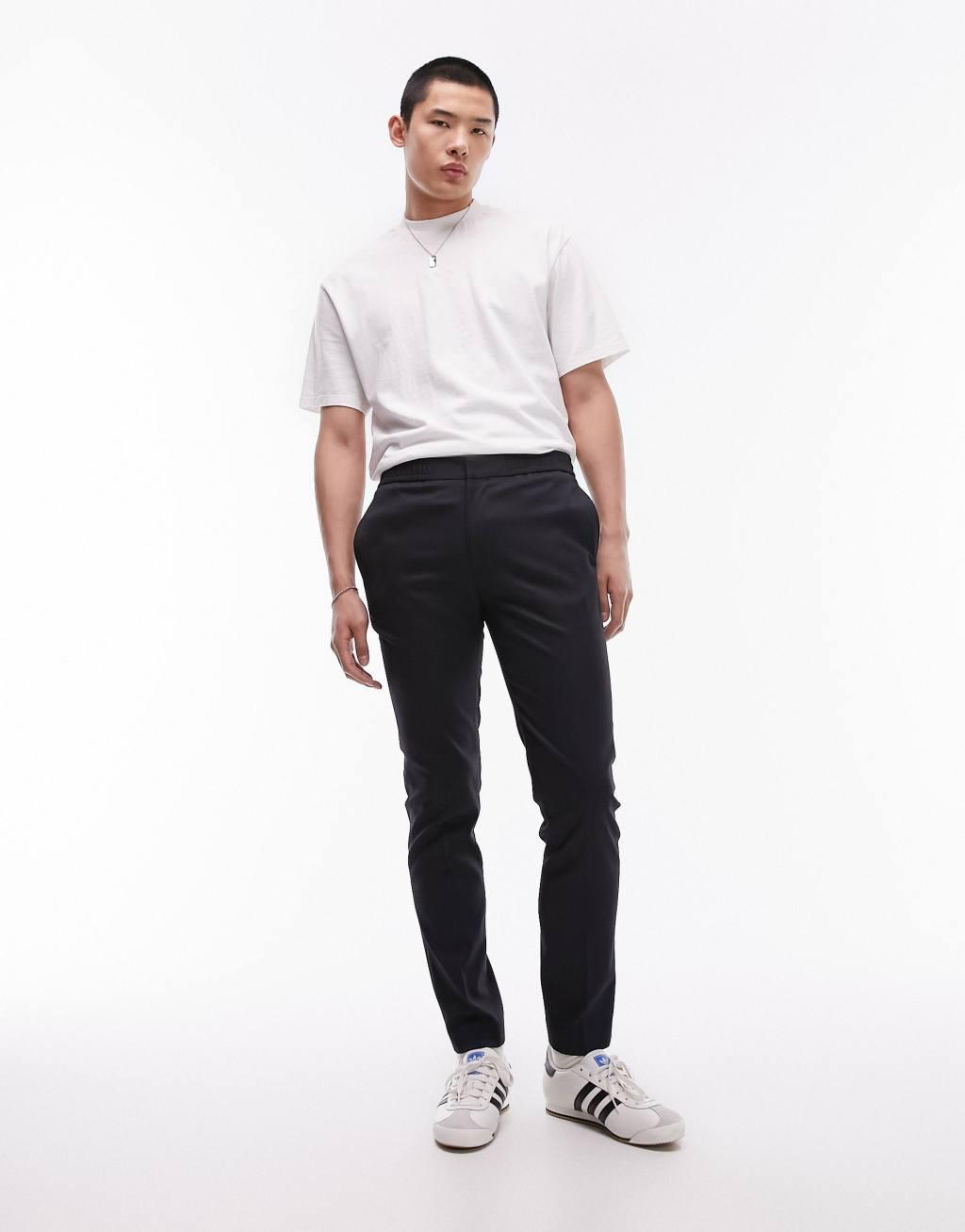 Topman elasticized waist jogger pants in navy Product Image