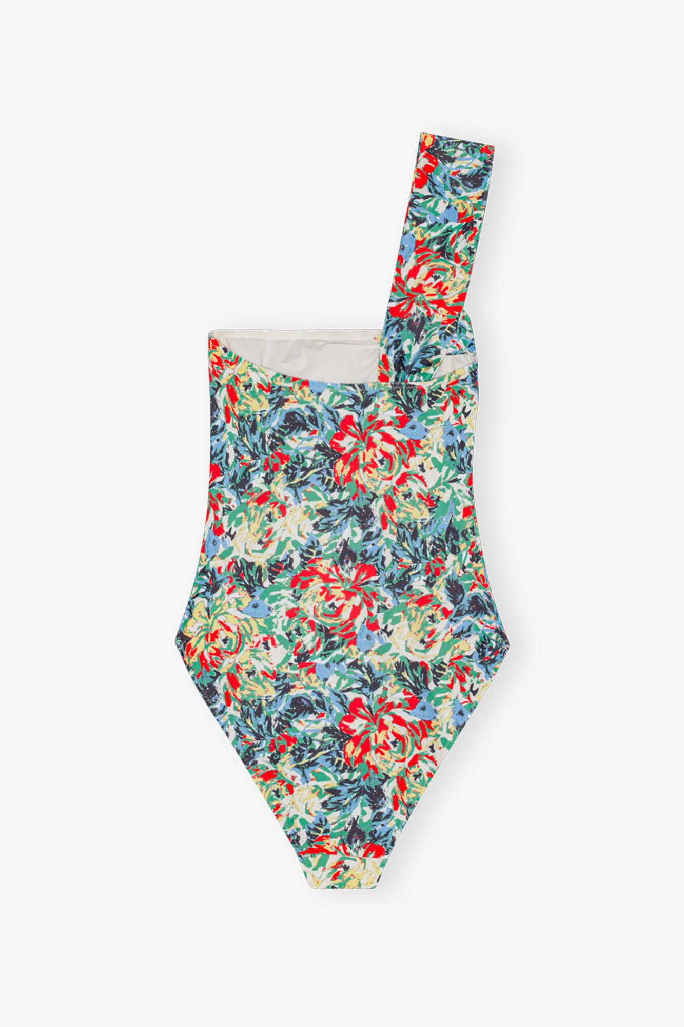 Recycled Printed Gathered Asymmetric Swimsuit Product Image