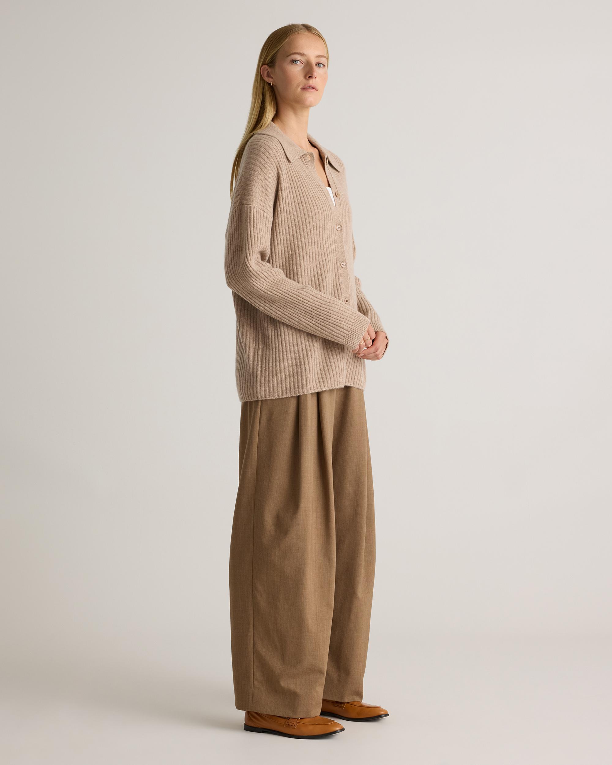 Quince | Women's Mongolian Cashmere Wide-Rib OverSized Collared Cardigan Sweater Product Image
