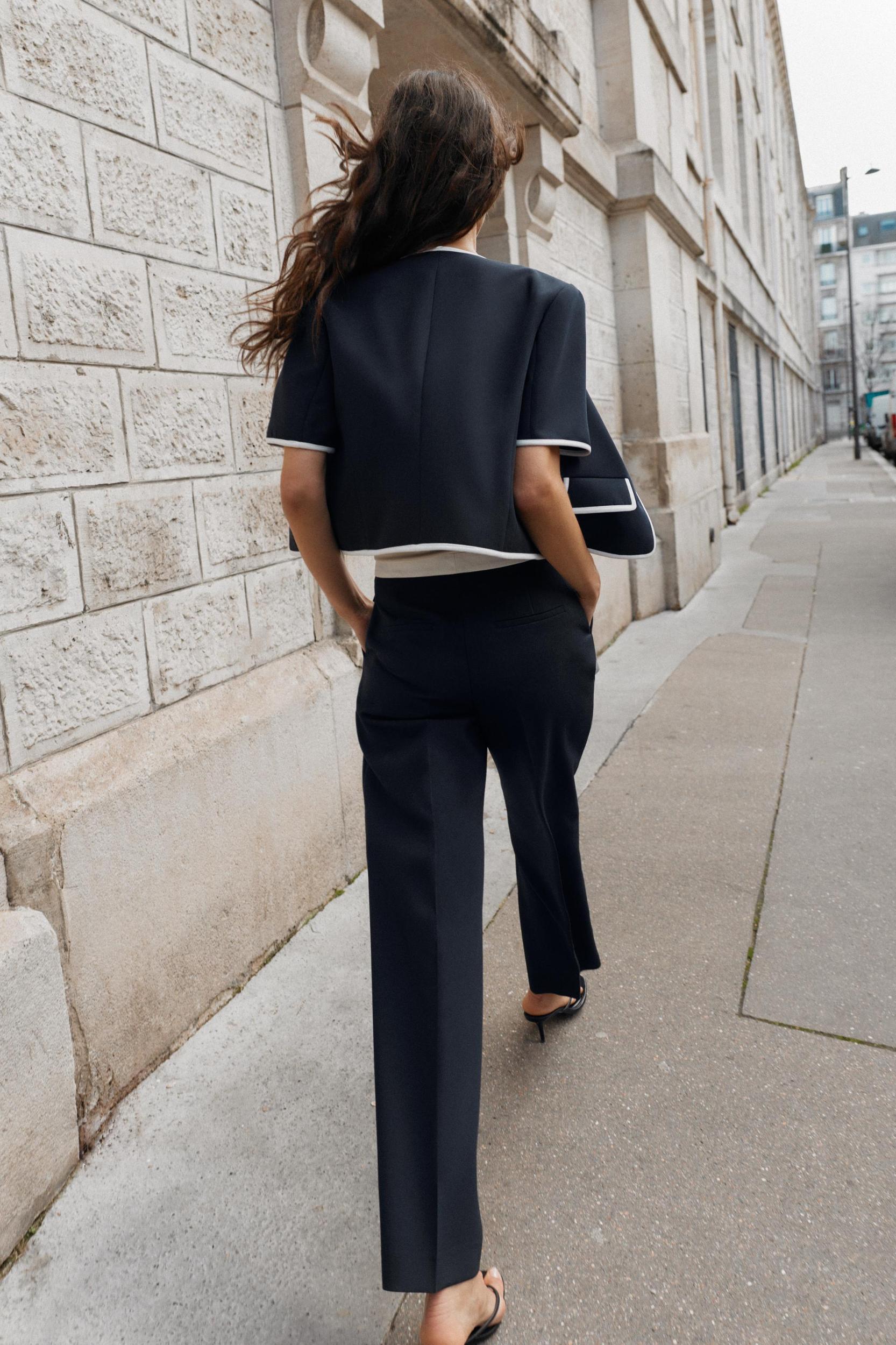 CONTRAST WAIST STRAIGHT LEG PANTS Product Image