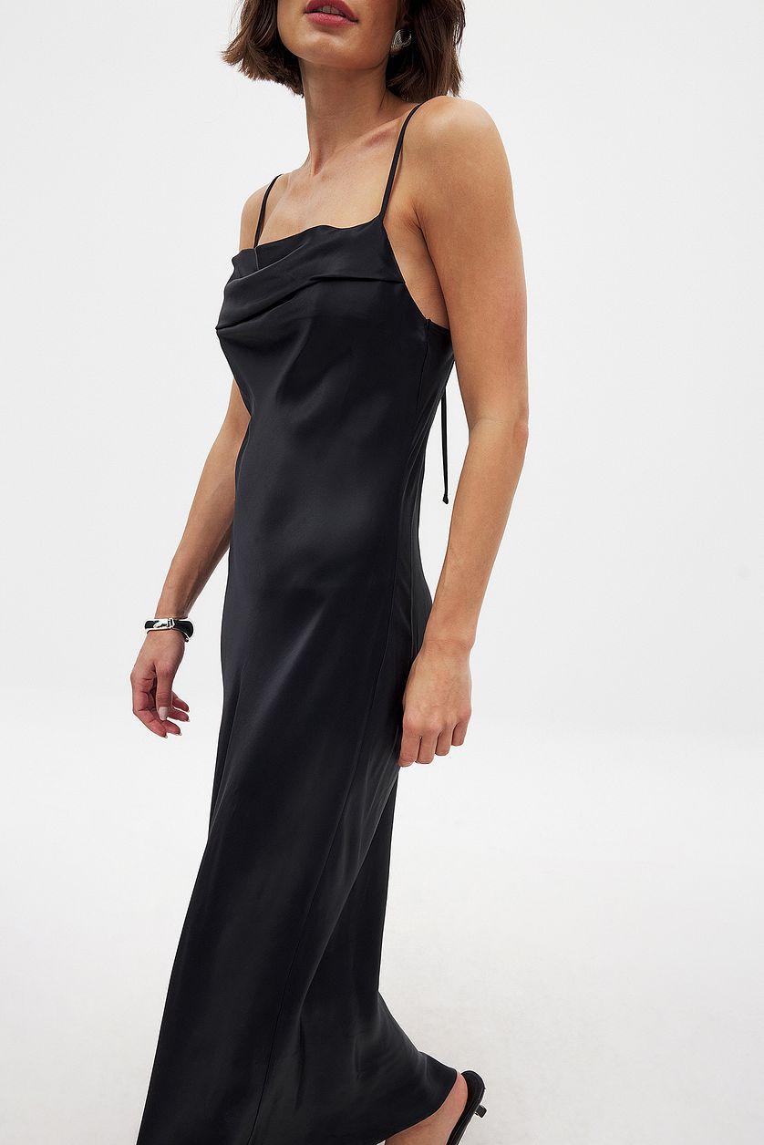 Satin Fold Detail Midi Slip Dress Product Image
