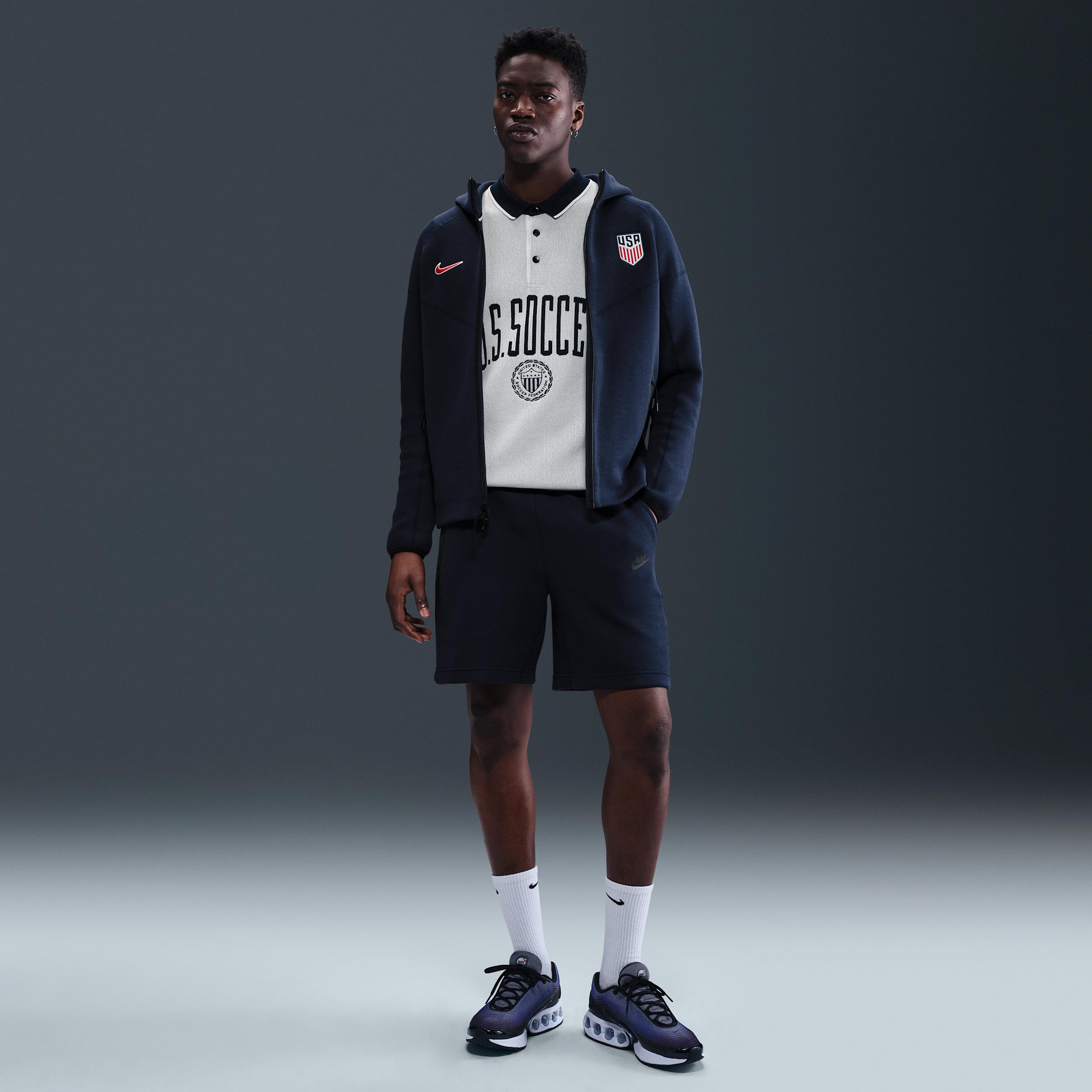 USMNT Tech Windrunner Nike Mens Soccer Fleece Full-Zip Hoodie | HF5098-451 Product Image