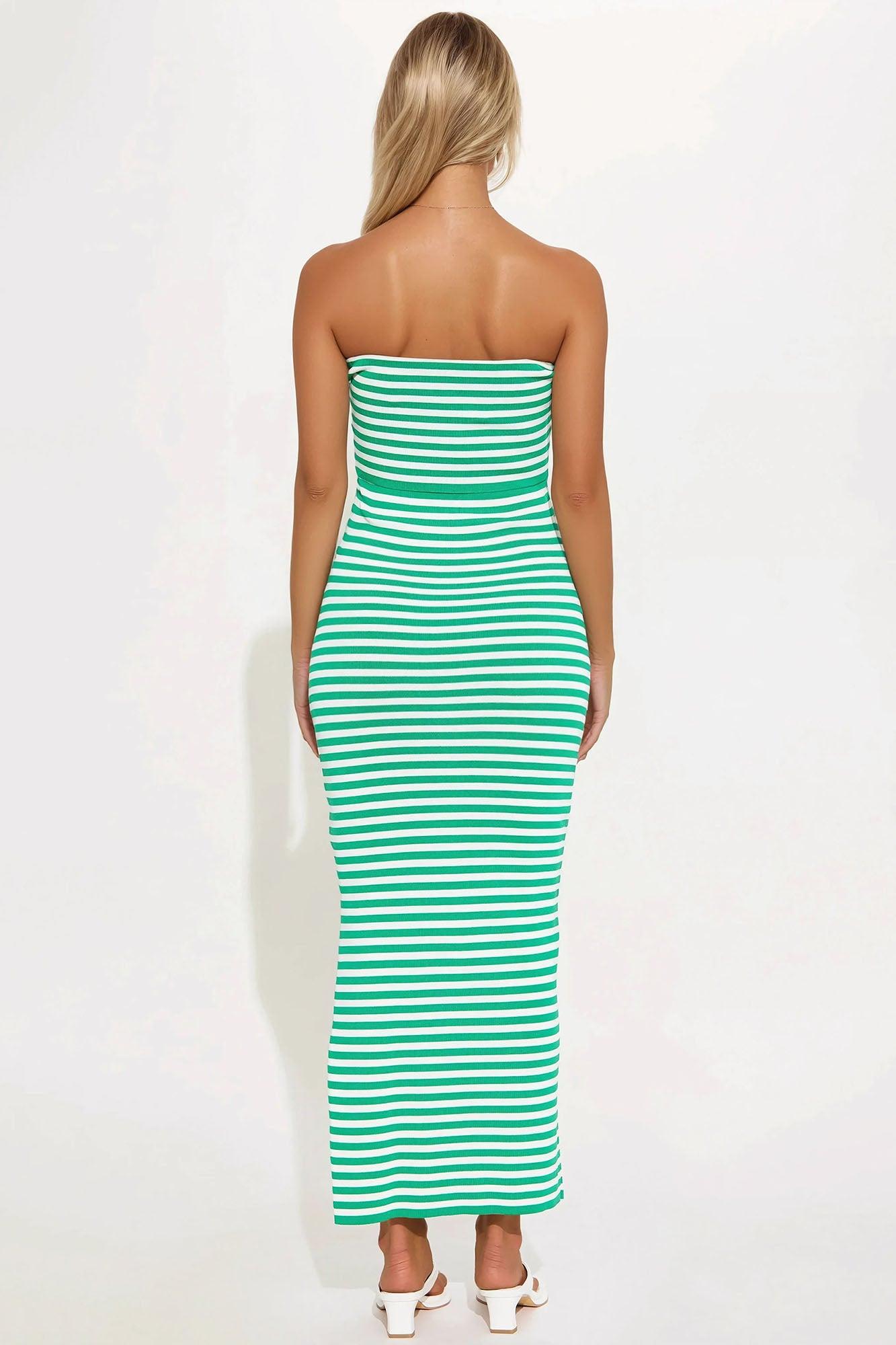 Jenna Striped Maxi Tube Dress - Green/combo Product Image