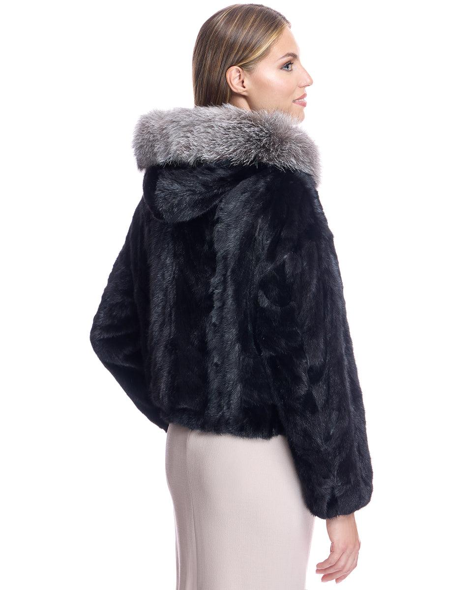 Hooded Mink Sections Jacket Product Image