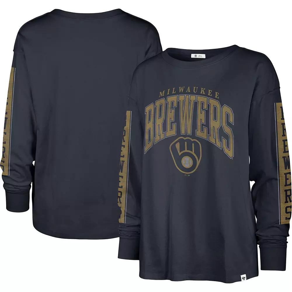 Women's '47 Navy Milwaukee Brewers Statement Long Sleeve T-Shirt,  Product Image