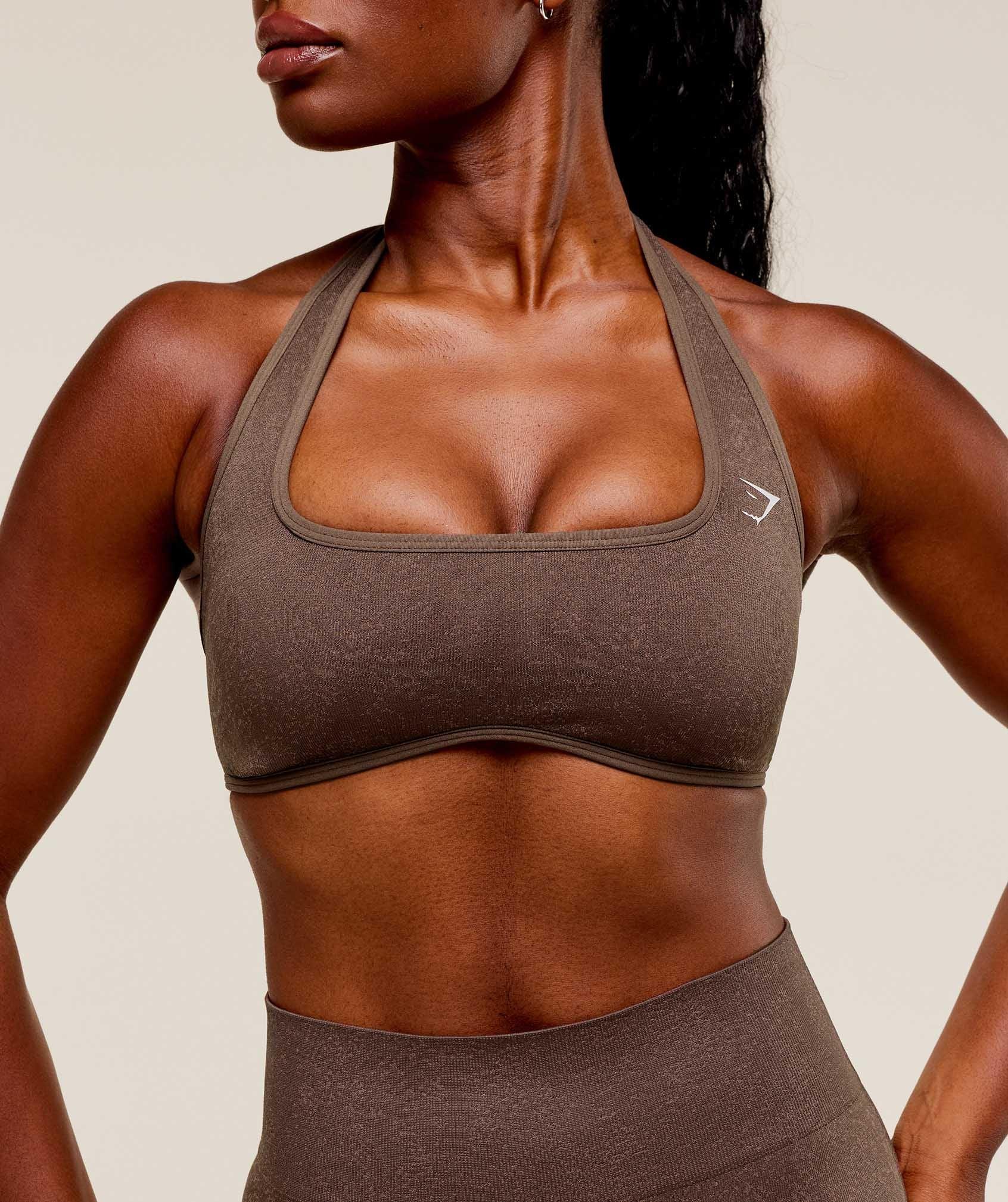 Gymshark Adapt Fleck x Whitney Halterneck Sports Bra - Soft Brown/Chestnut Pink Female Product Image