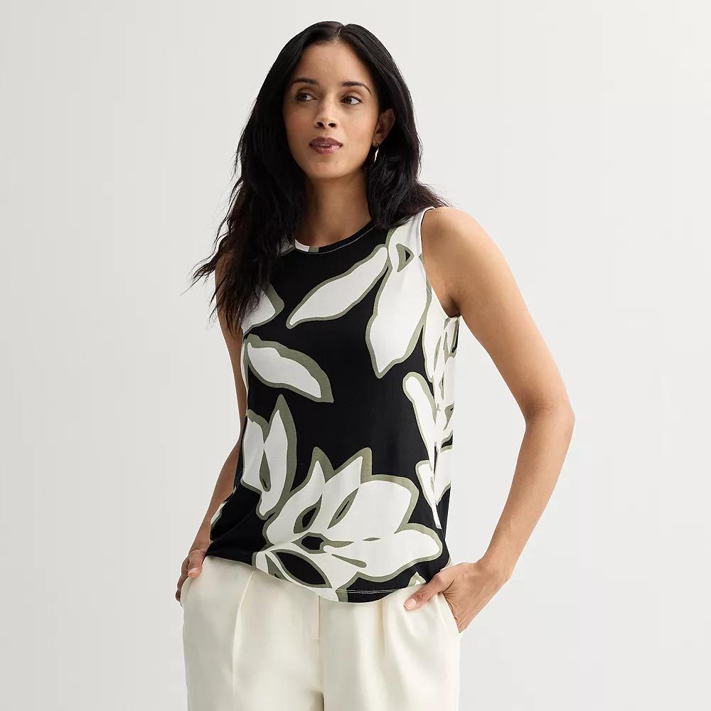 Nine West Essential Easy High-Neck Tank Top, Women's, Size: Small, Black Leaf Product Image