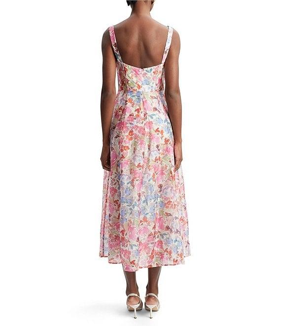 Bardot Lilah Floral Print Sweetheart Neck Sleeveless Corset Midi Dress Product Image